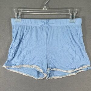 Blue Pajama Shorts Lace Trim Sleepwear Loungewear Women's Size Medium